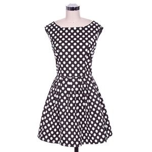 Short Polka Dot Dress with Boat Neckline